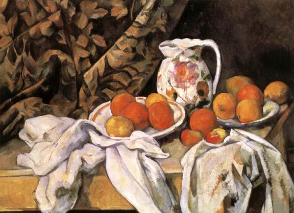 Paul Cezanne Nature morte avec rideau et pichet fleuri Spain oil painting art